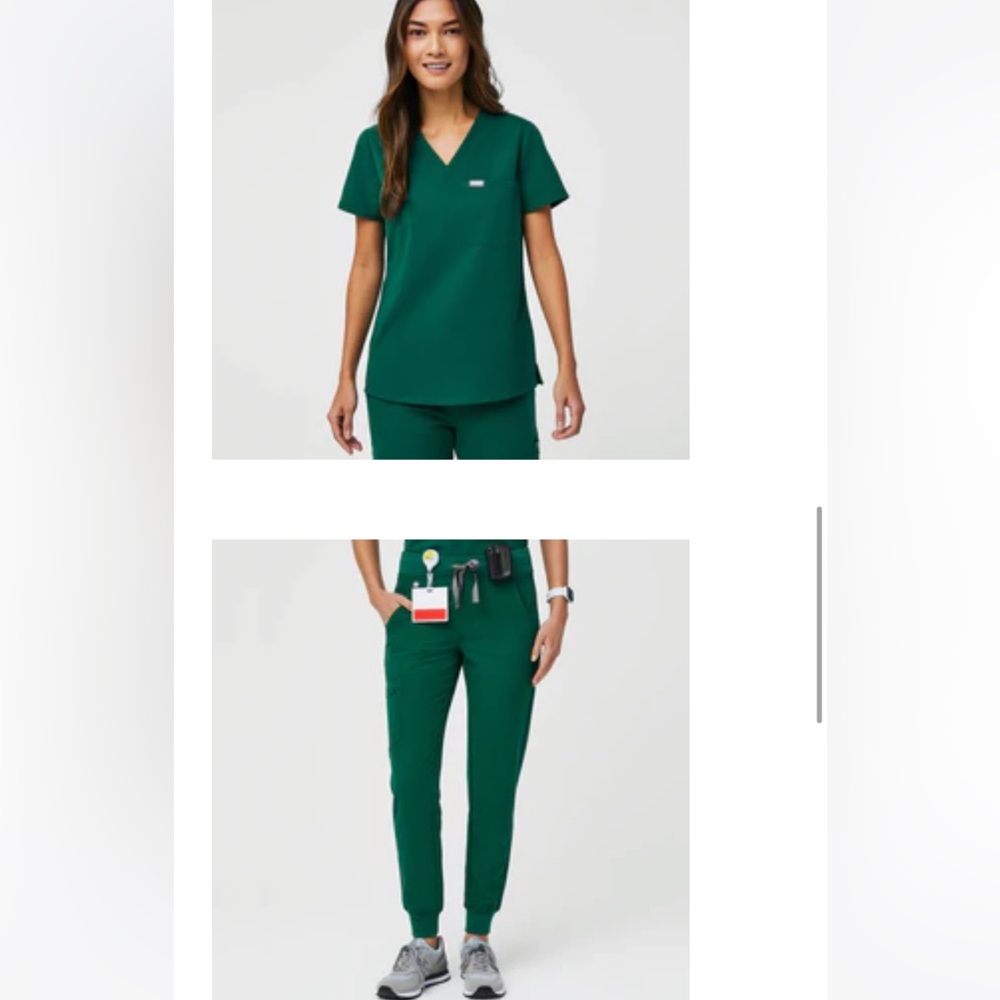 Womens Figs Hunter Green Scrubs XS